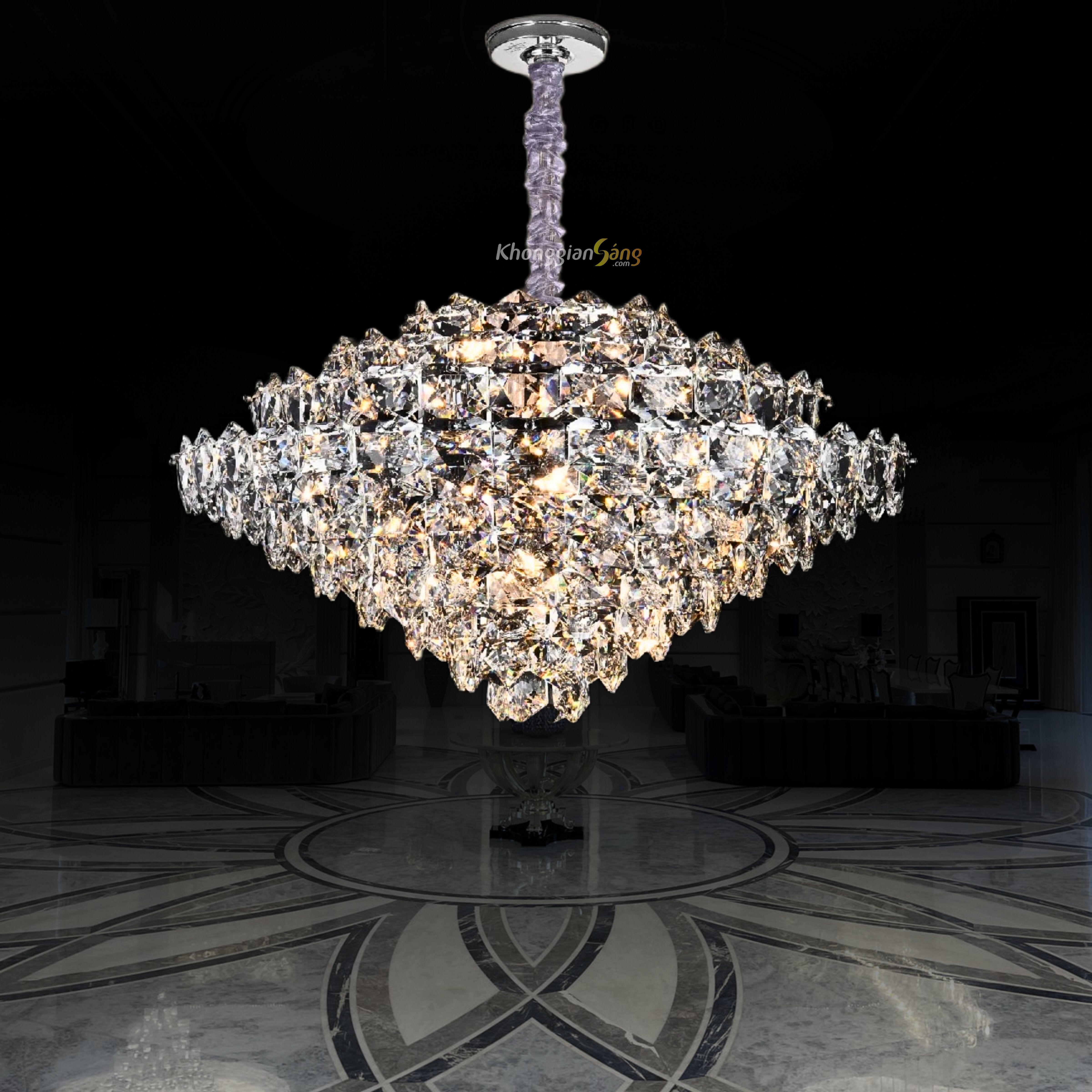 ĐÈN CHÙM PHA LÊ (D800mm x H460mm) TH-8653