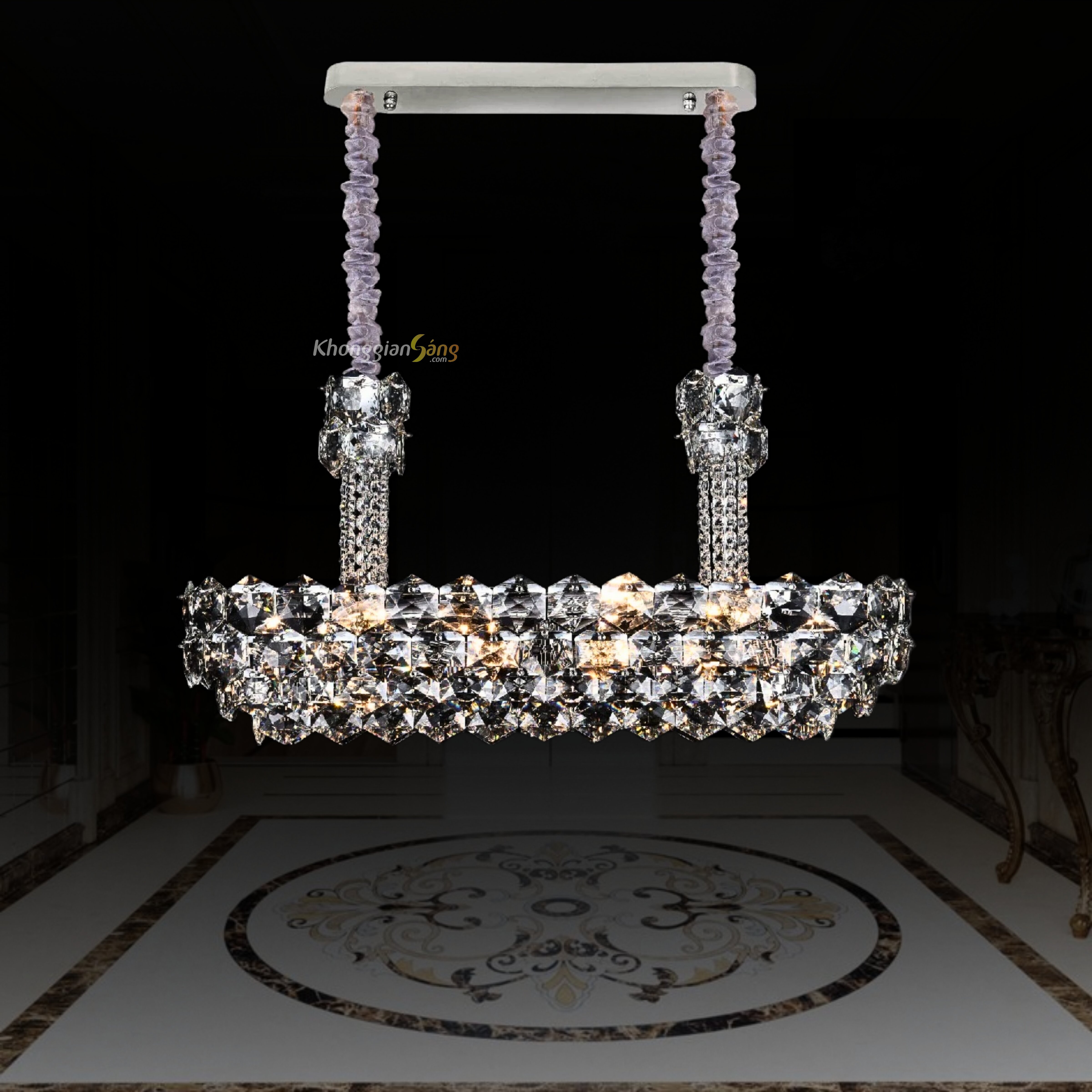 ĐÈN CHÙM PHA LÊ (N1000mm x R300mm x H510mm) TH-8655