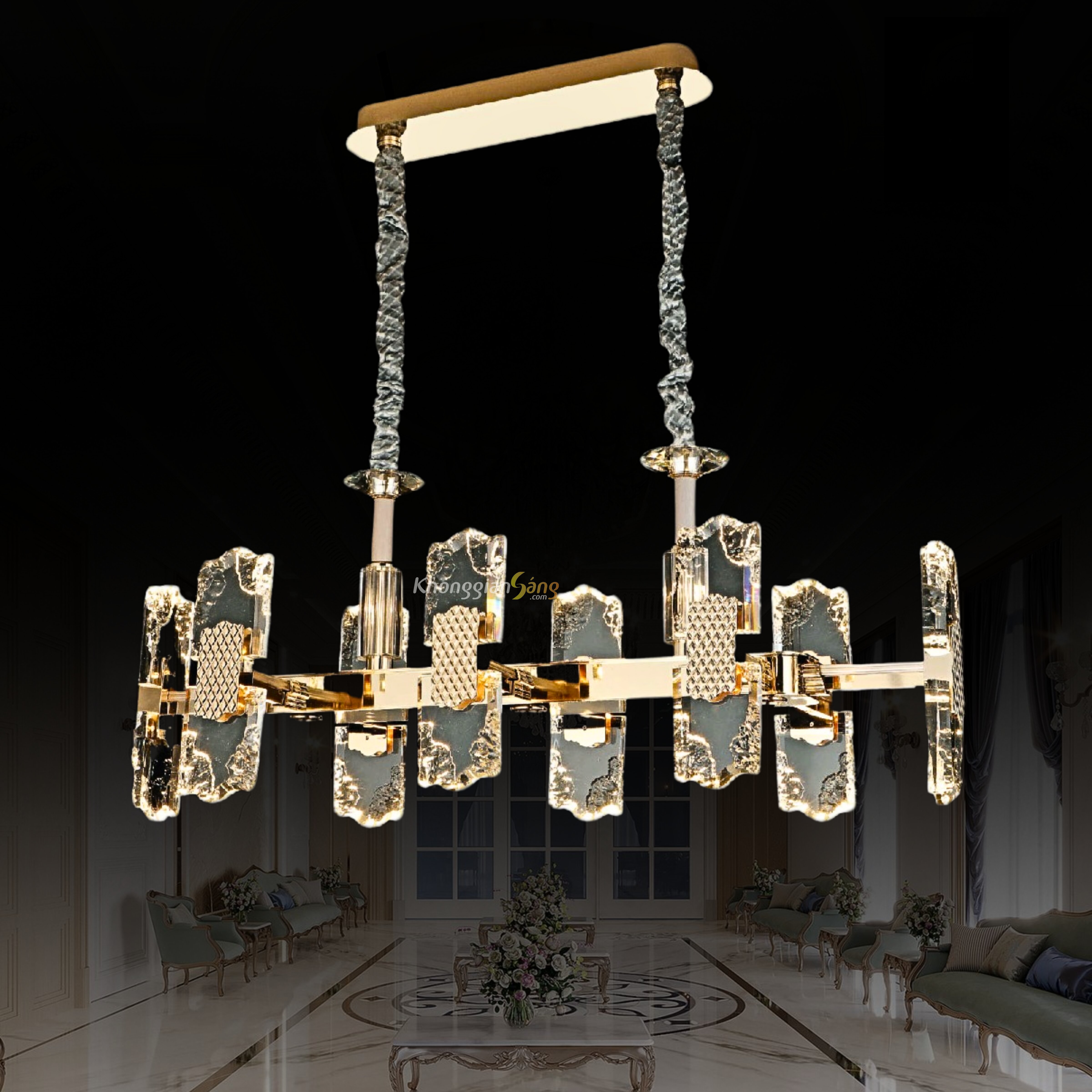 ĐÈN CHÙM PHA LÊ (N980mm x H380mm) TH-8657