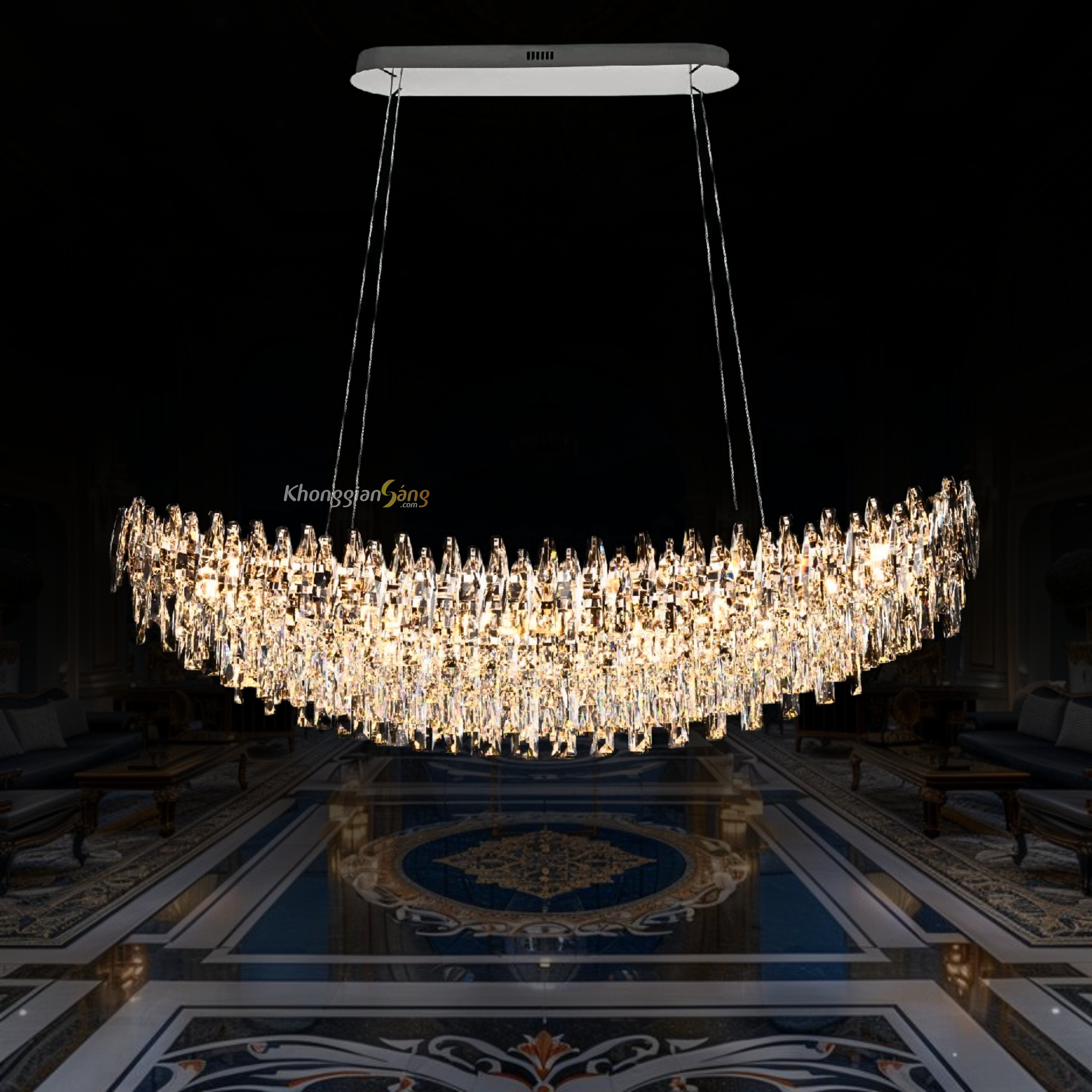 ĐÈN CHÙM PHA LÊ (N1500mm x R400mm x H300mm) TH-8664