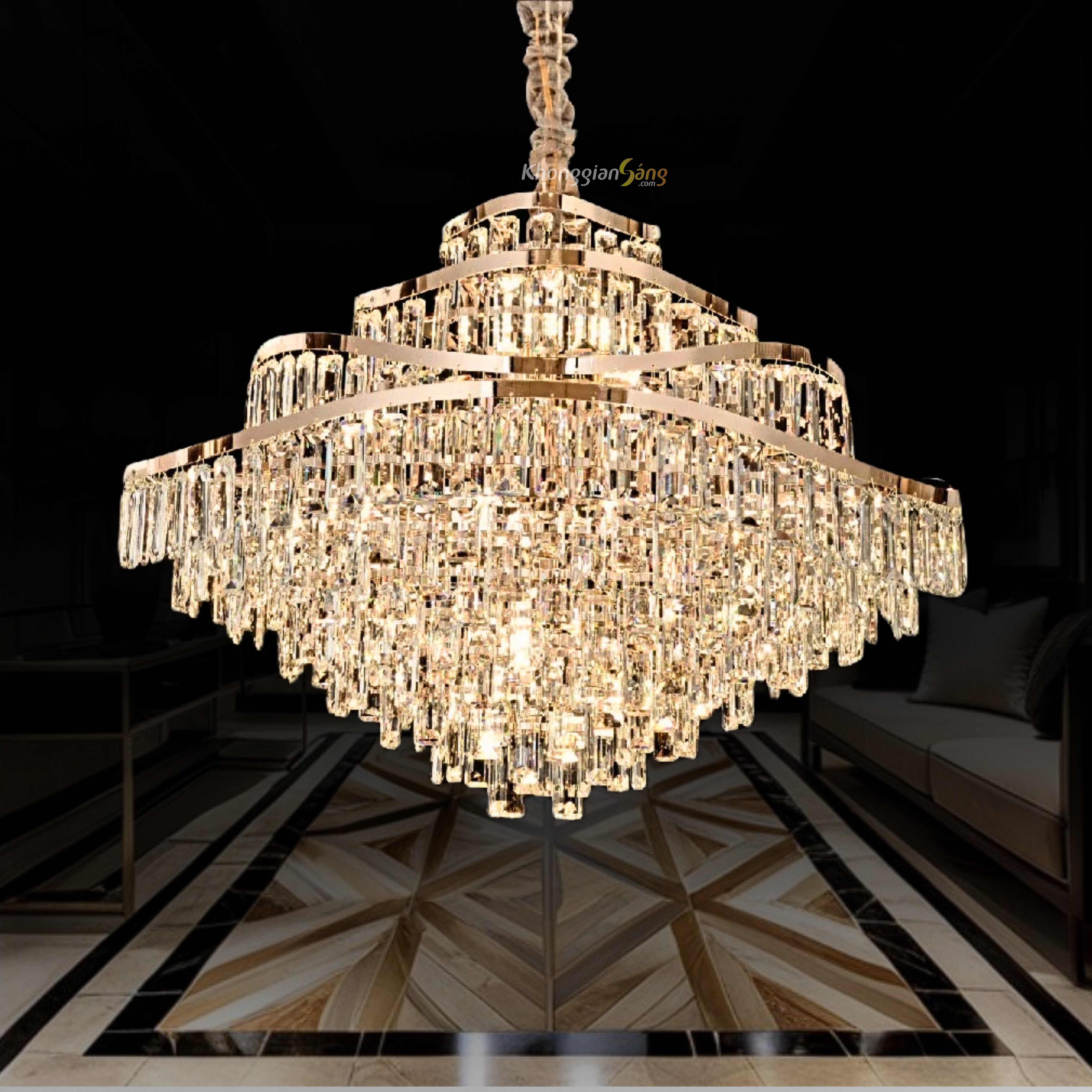 ĐÈN CHÙM PHA LÊ (D1000mm x H700mm) TH-8668