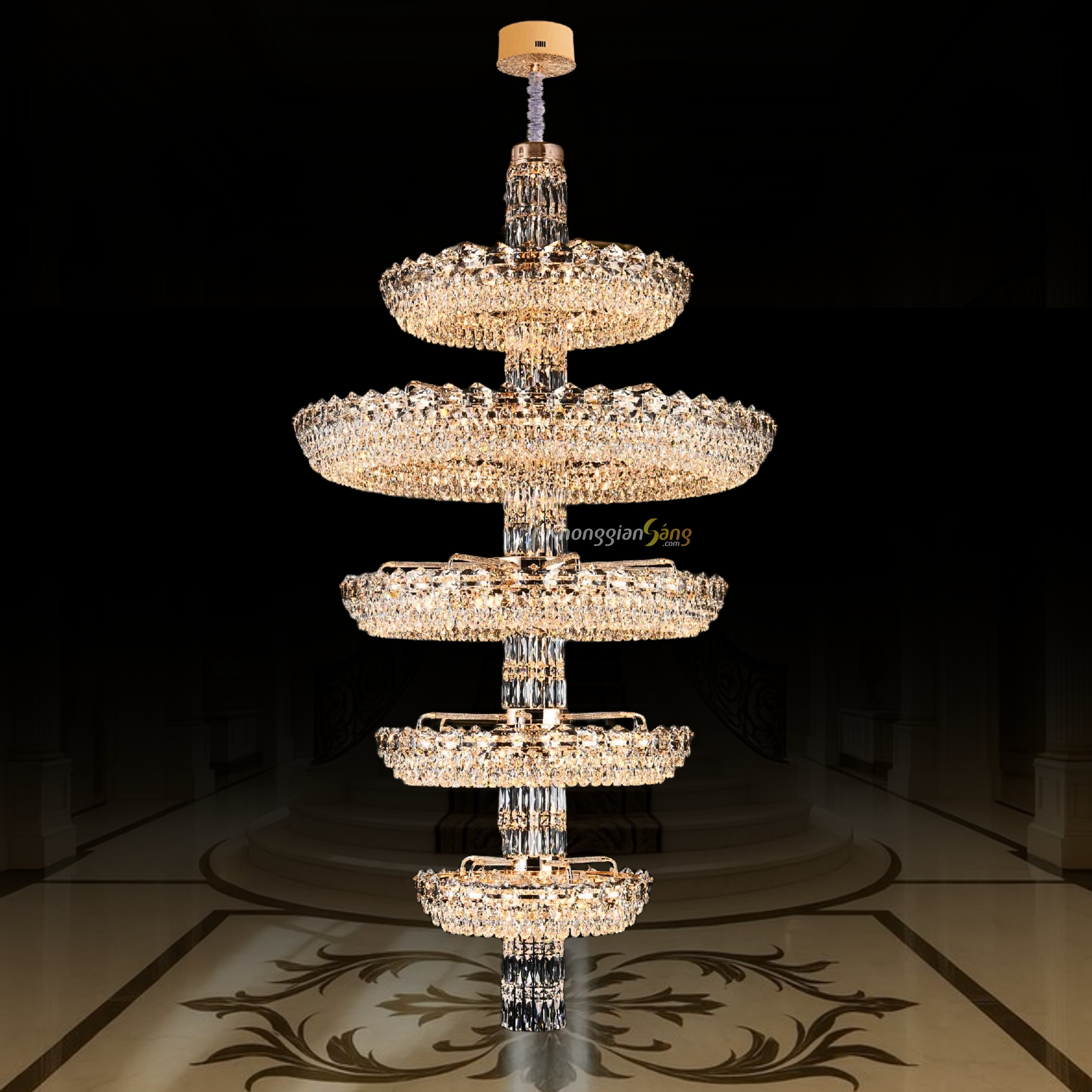 ĐÈN CHÙM PHA LÊ (D800+D1200+D1000+D800+D600 x H2200) TH-8908