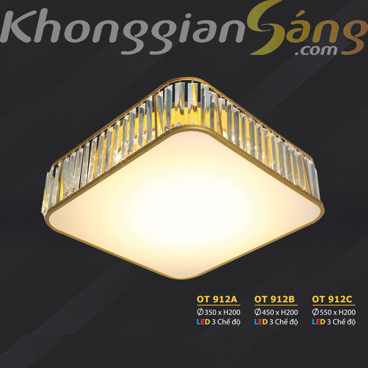 ĐÈN ỐP TRẦN LED (PHI 550mm x H200mm) KTD-OT912C