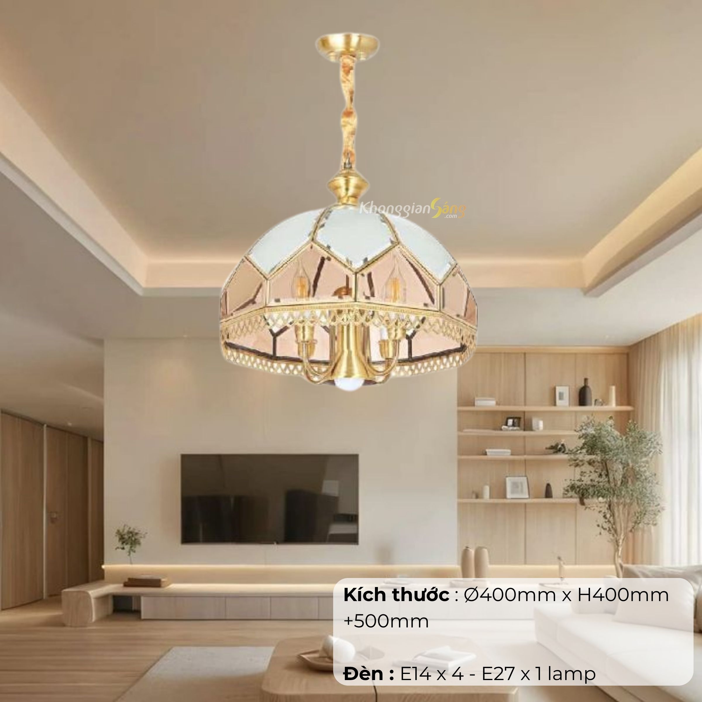 ĐÈN CHÙM ĐỒNG (D400mm x H400mm + 500mm) NB 9059