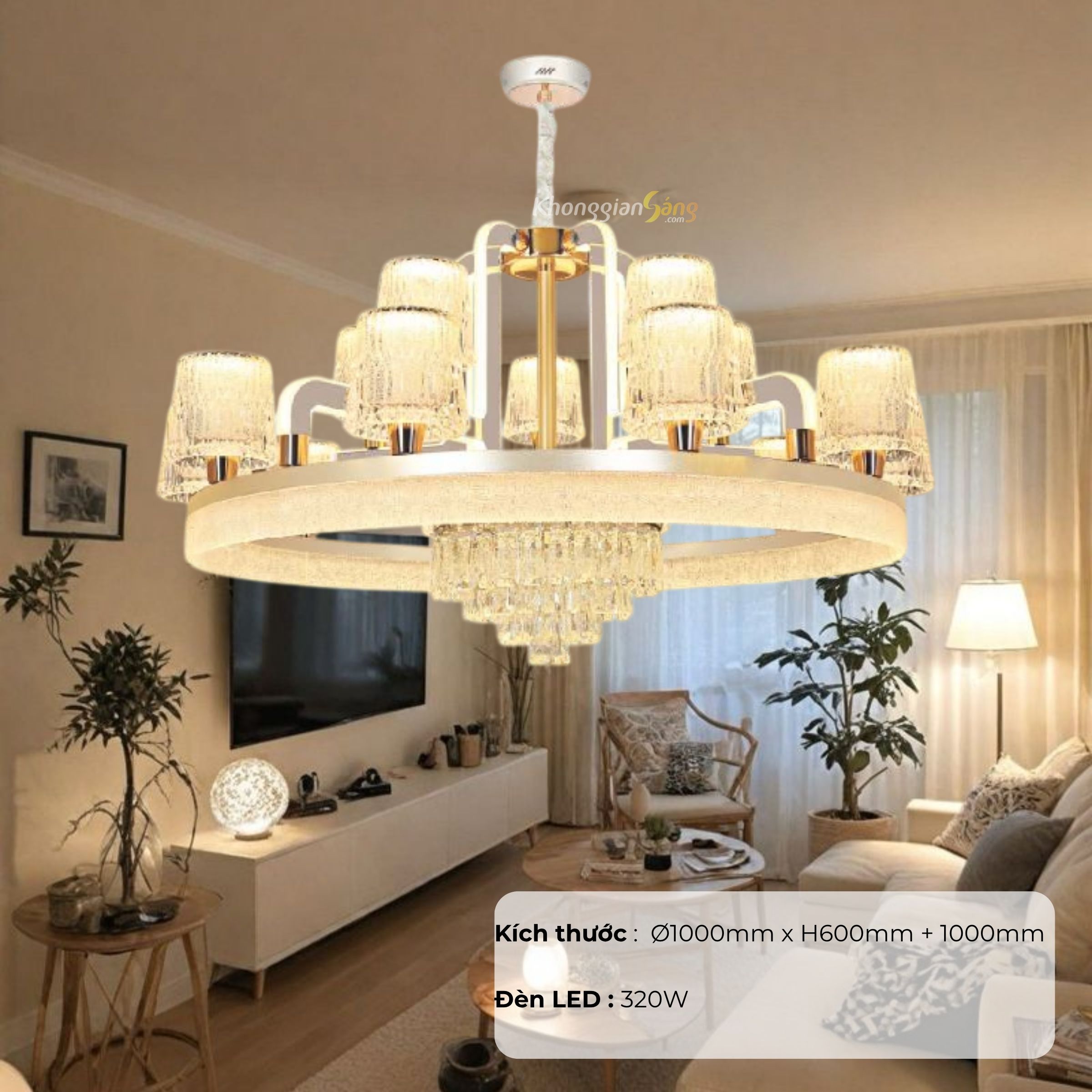 ĐÈN CHÙM CỔ ĐIỂN (D1000mm x H600mm + 1000mm) NC 6071/15