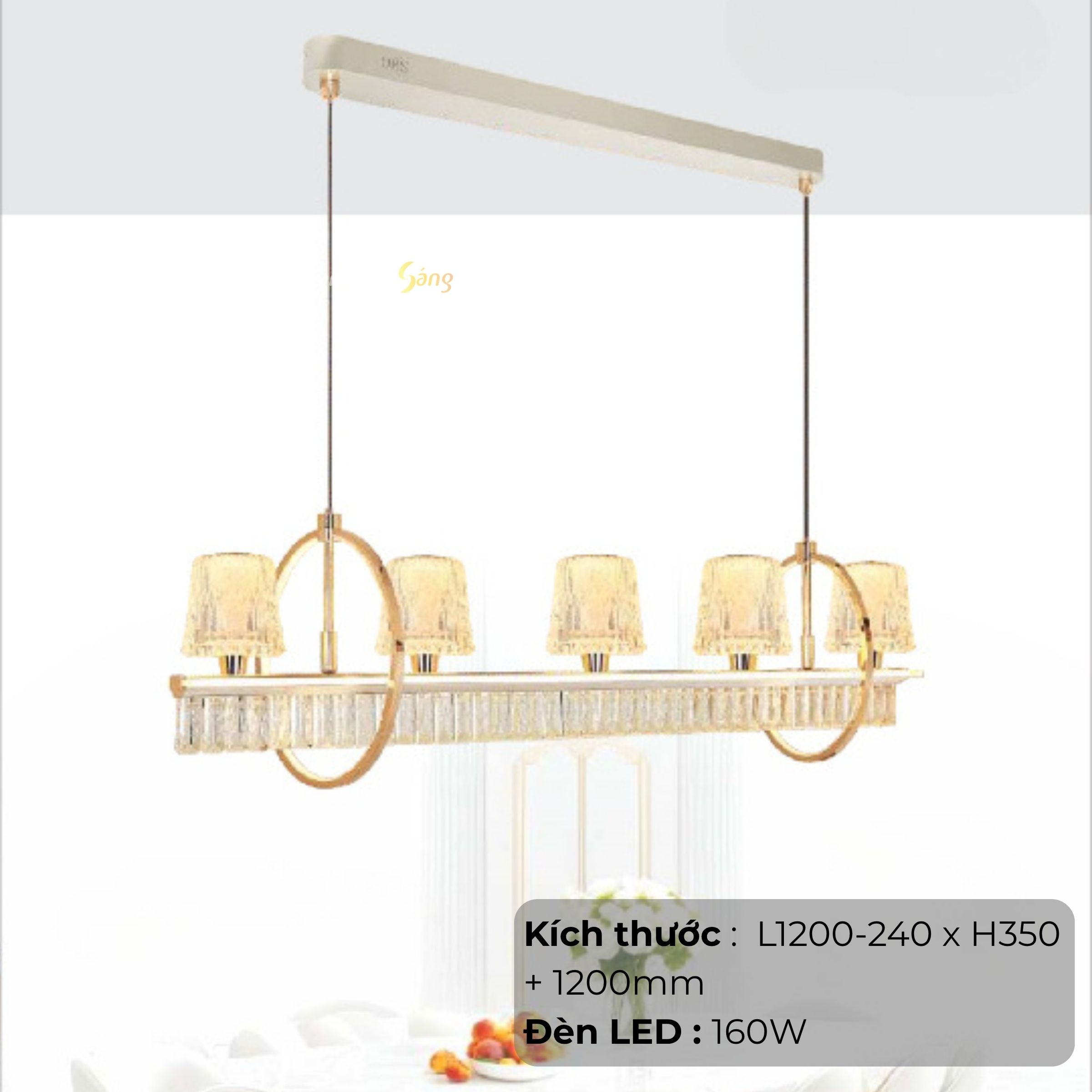 ĐÈN CHÙM THẢ (L1200mm-240 x H350mm + 1200mm) NB 6071/5