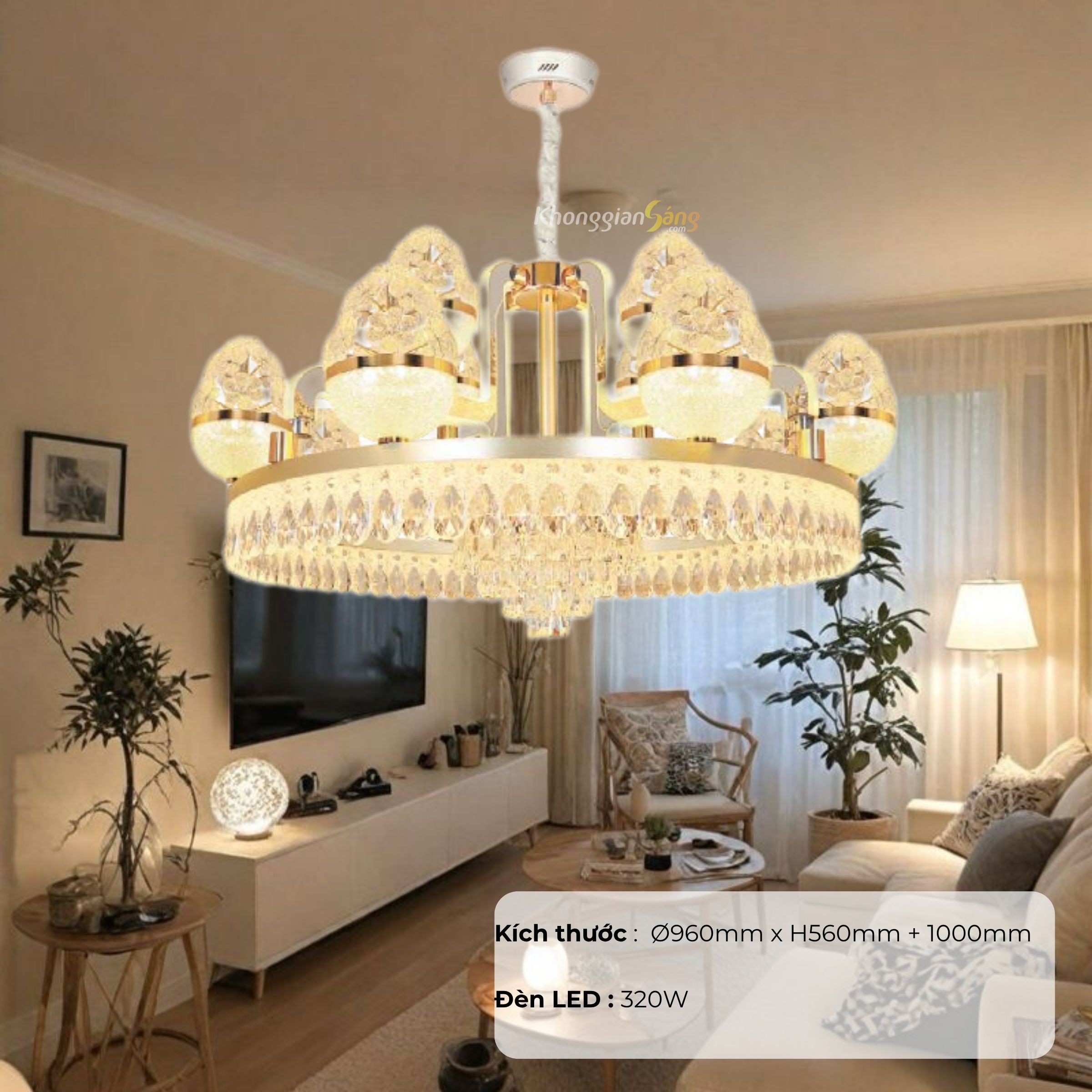 ĐÈN CHÙM CỔ ĐIỂN (D960mm x H560mm + 1000mm) NC 6090/12