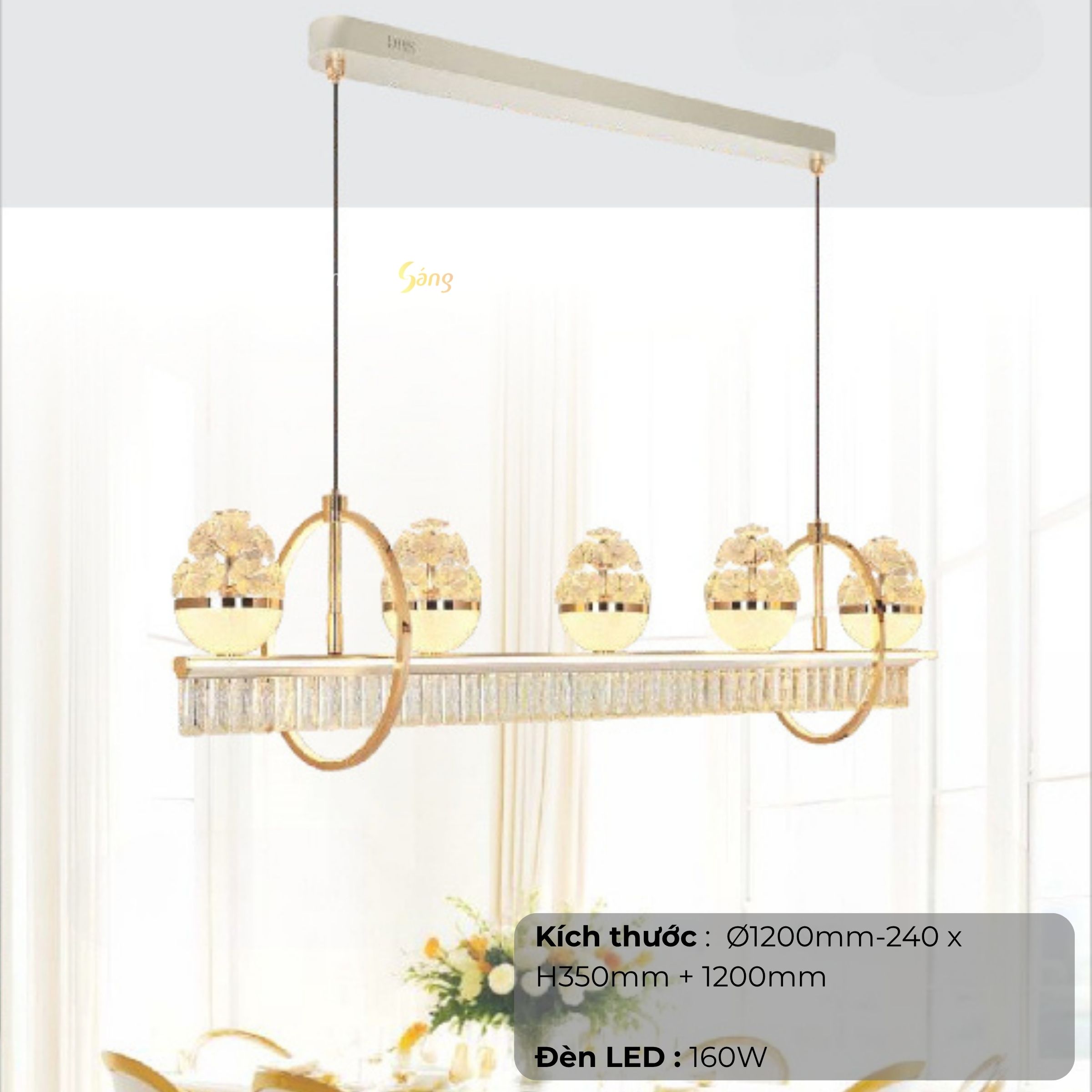 ĐÈN CHÙM THẢ (L1200mm-240 x H350mm + 1200mm) NB 6090/5