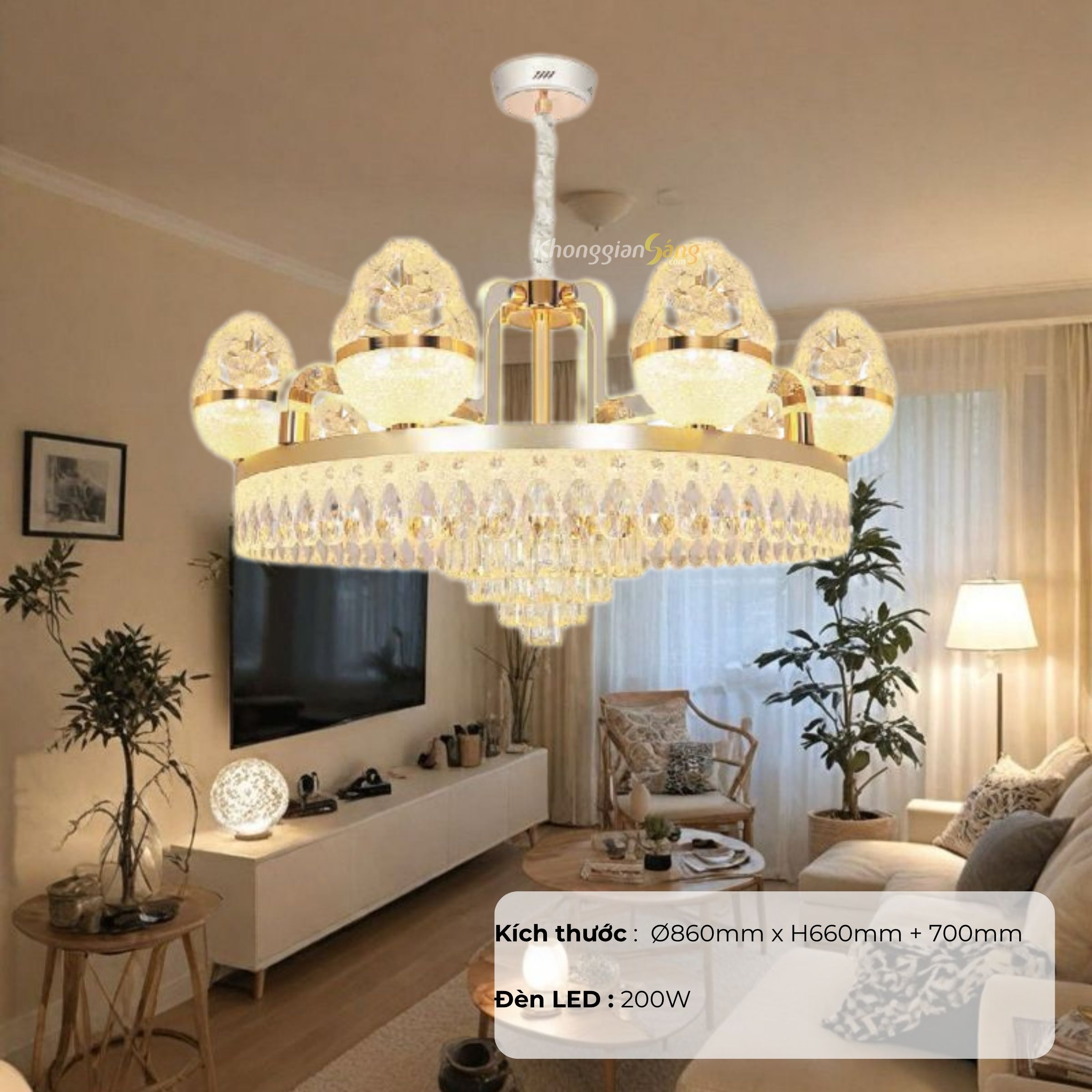 ĐÈN CHÙM CỔ ĐIỂN (D860mm x H660mm + 700mm) NC 6090/8