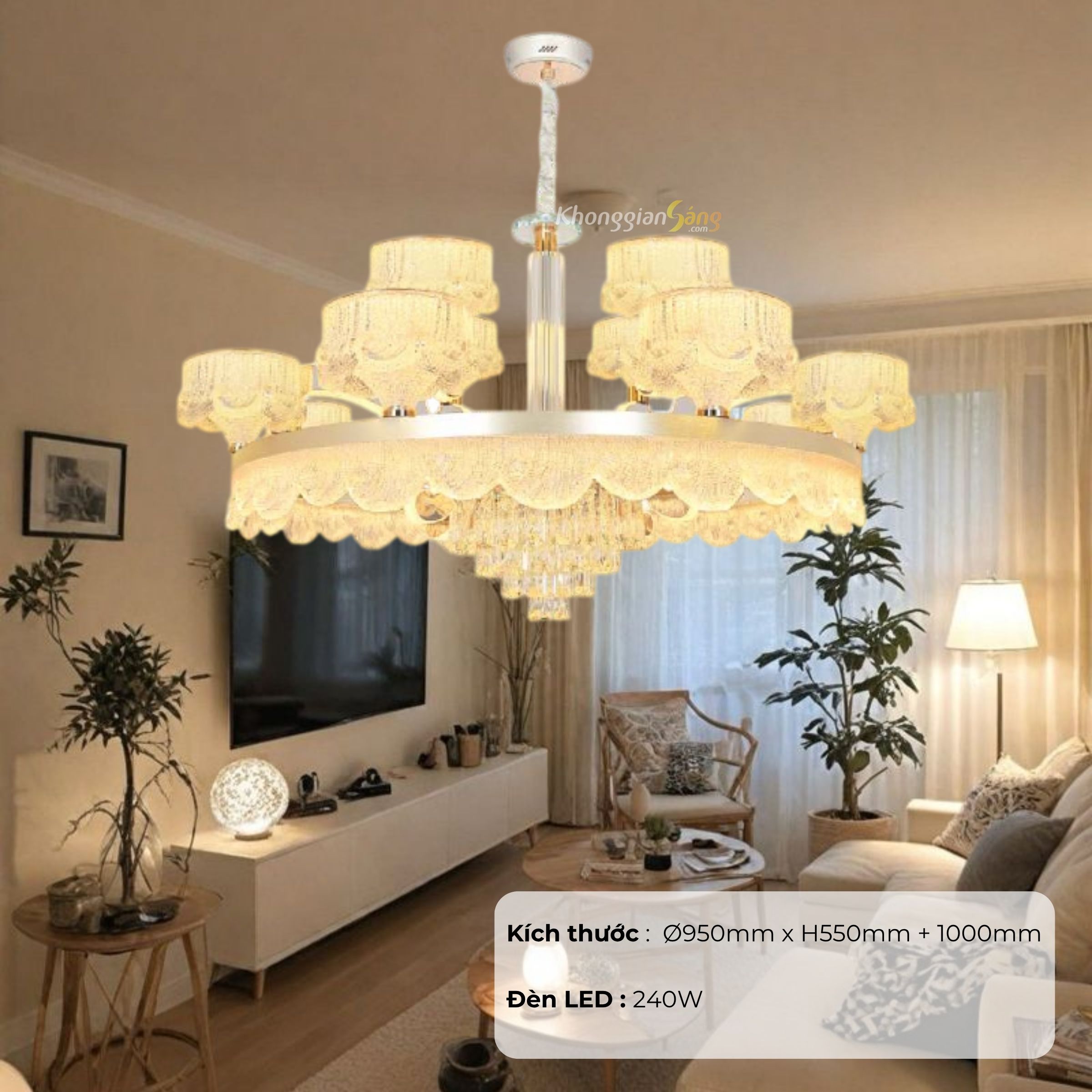 ĐÈN CHÙM CỔ ĐIỂN (D950mm x H550mm + 1000mm) NC 7011/12