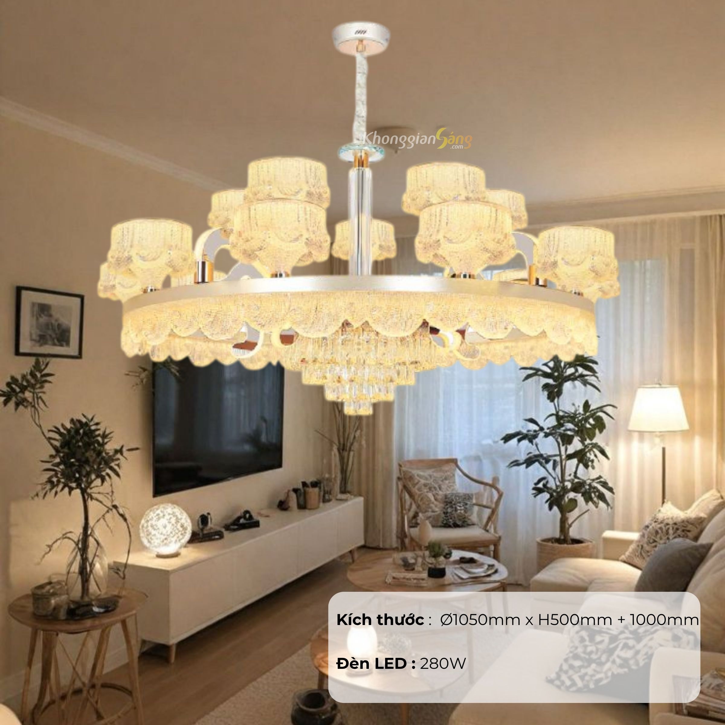 ĐÈN CHÙM CỔ ĐIỂN (D1050mm x H500mm + 1000mm) NC 7011/15