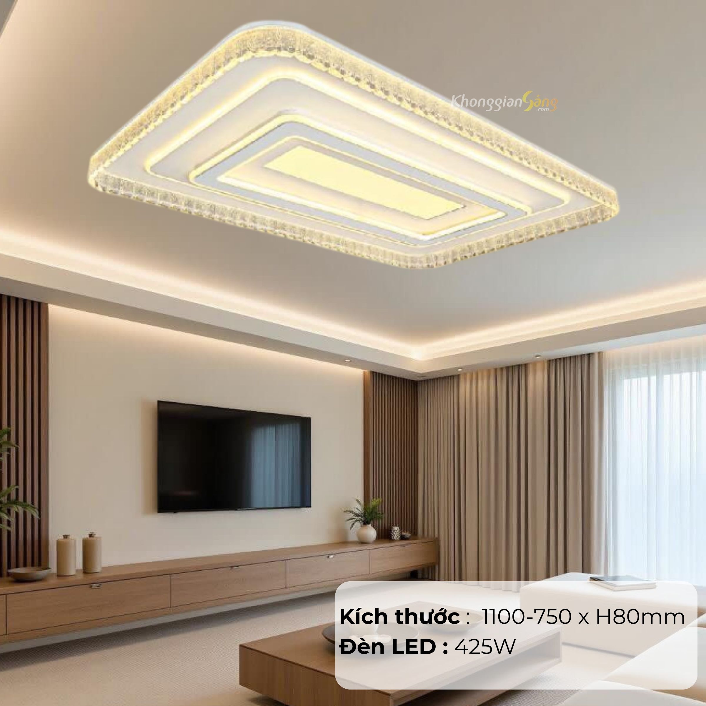 ĐÈN CHÙM ỐP TRẦN (D1100mm-750 x H80mm) NC 931