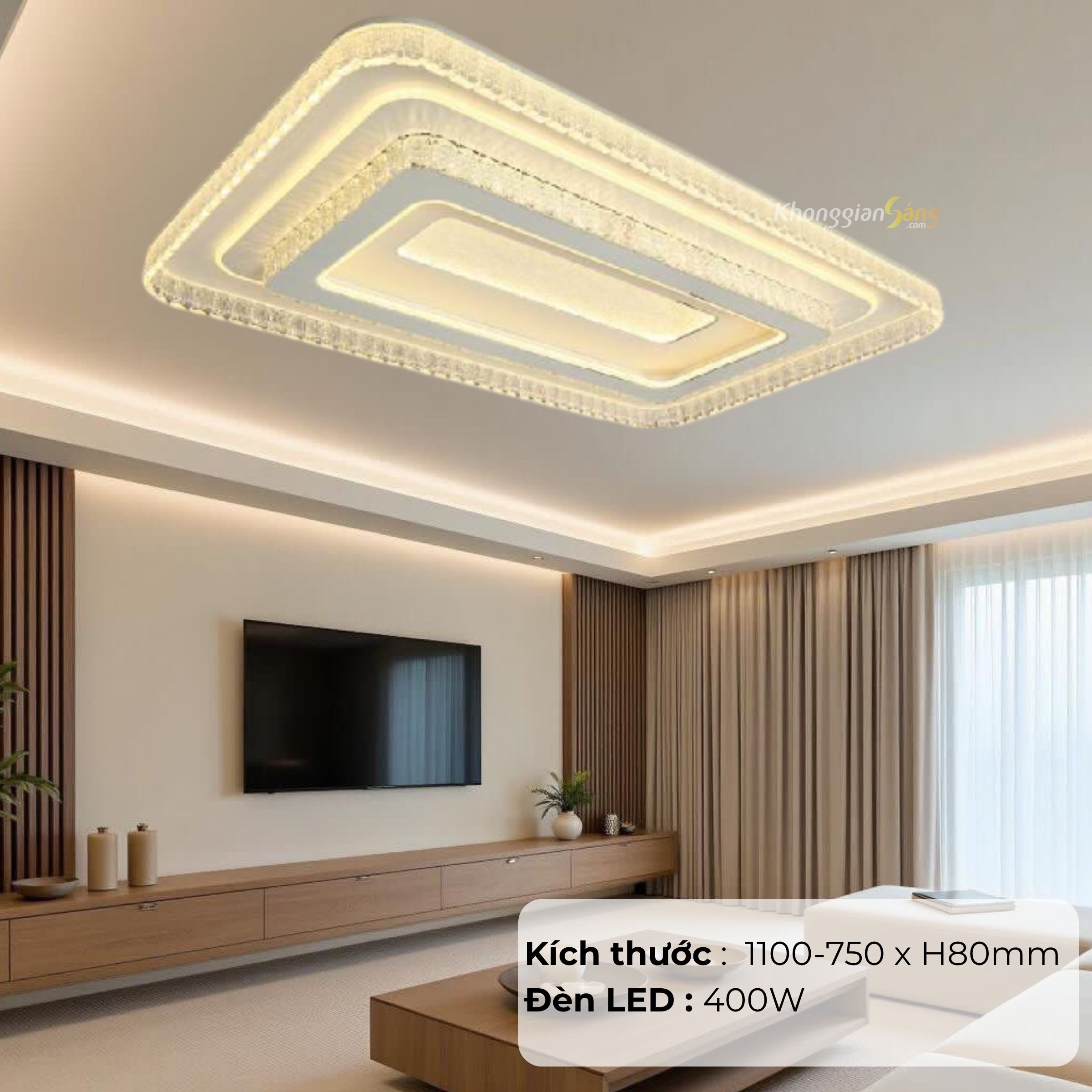 ĐÈN CHÙM ỐP TRẦN (D1100mm-750 x H80mm) NC 934