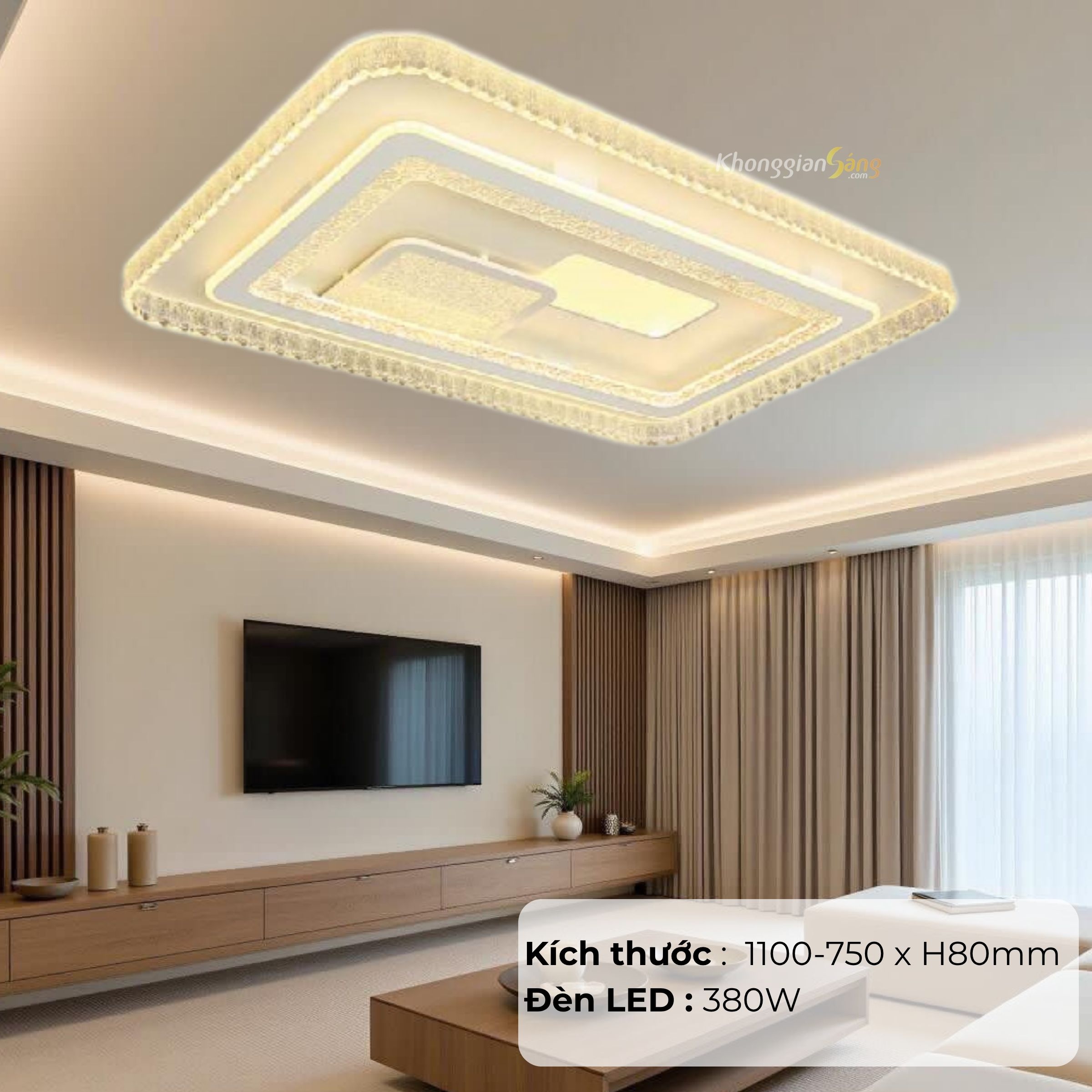 ĐÈN CHÙM ỐP TRẦN (D1100mm-750 x H80mm) NC 935