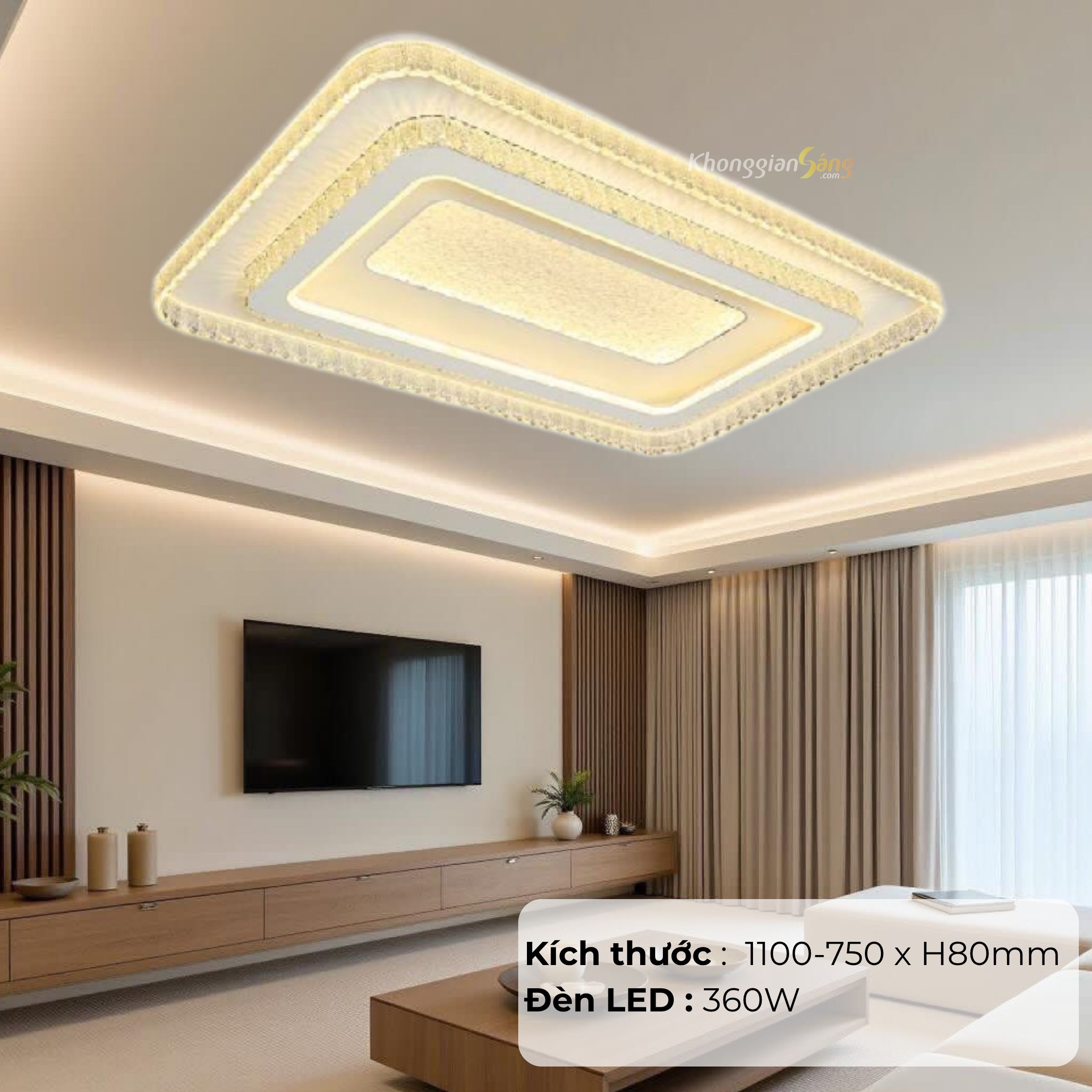 ĐÈN CHÙM ỐP TRẦN (D1100mm-750 x H80mm) NC 936