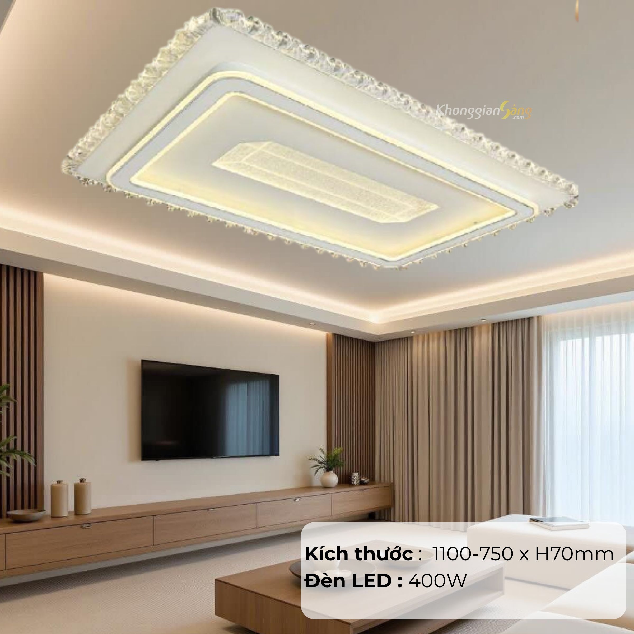 ĐÈN CHÙM ỐP TRẦN (D1100mm-750 x H70mm) NC 938