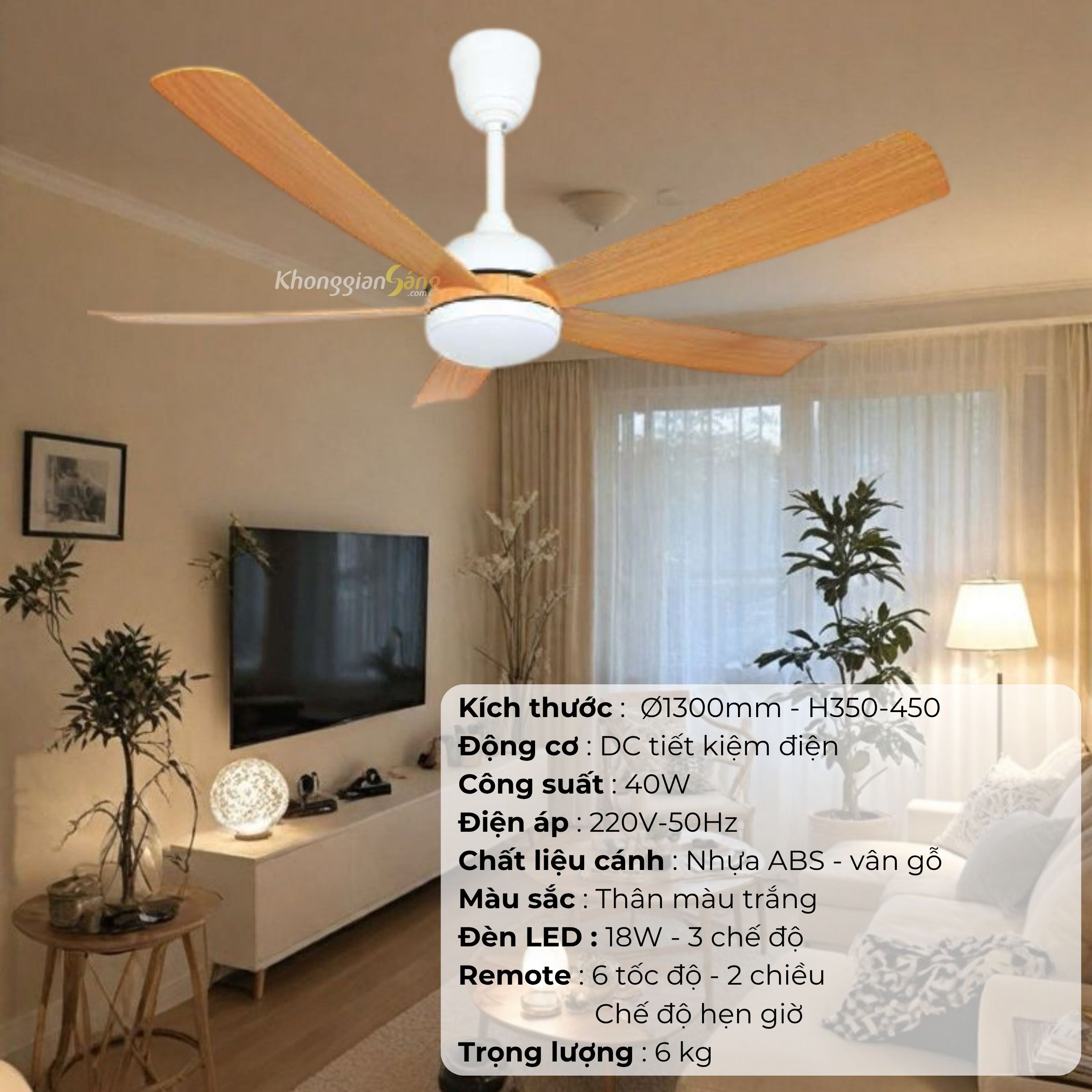 ĐÈN QUẠT CÁNH NHỰA  ABS (D1300mm - H350mm-450mm) NQ-116