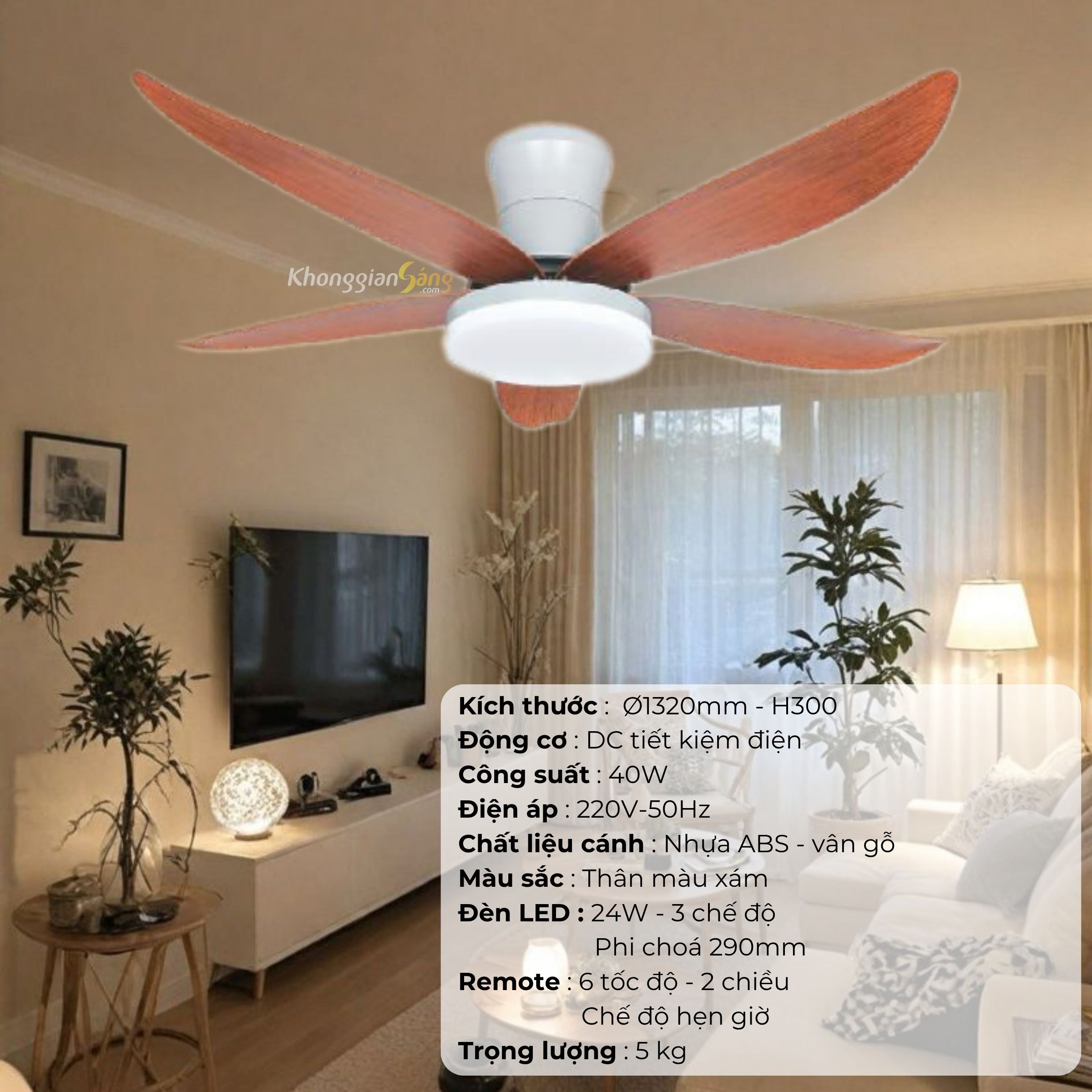 ĐÈN QUẠT CÁNH NHỰA  ABS (D1320mm - H300mm) NQ-137