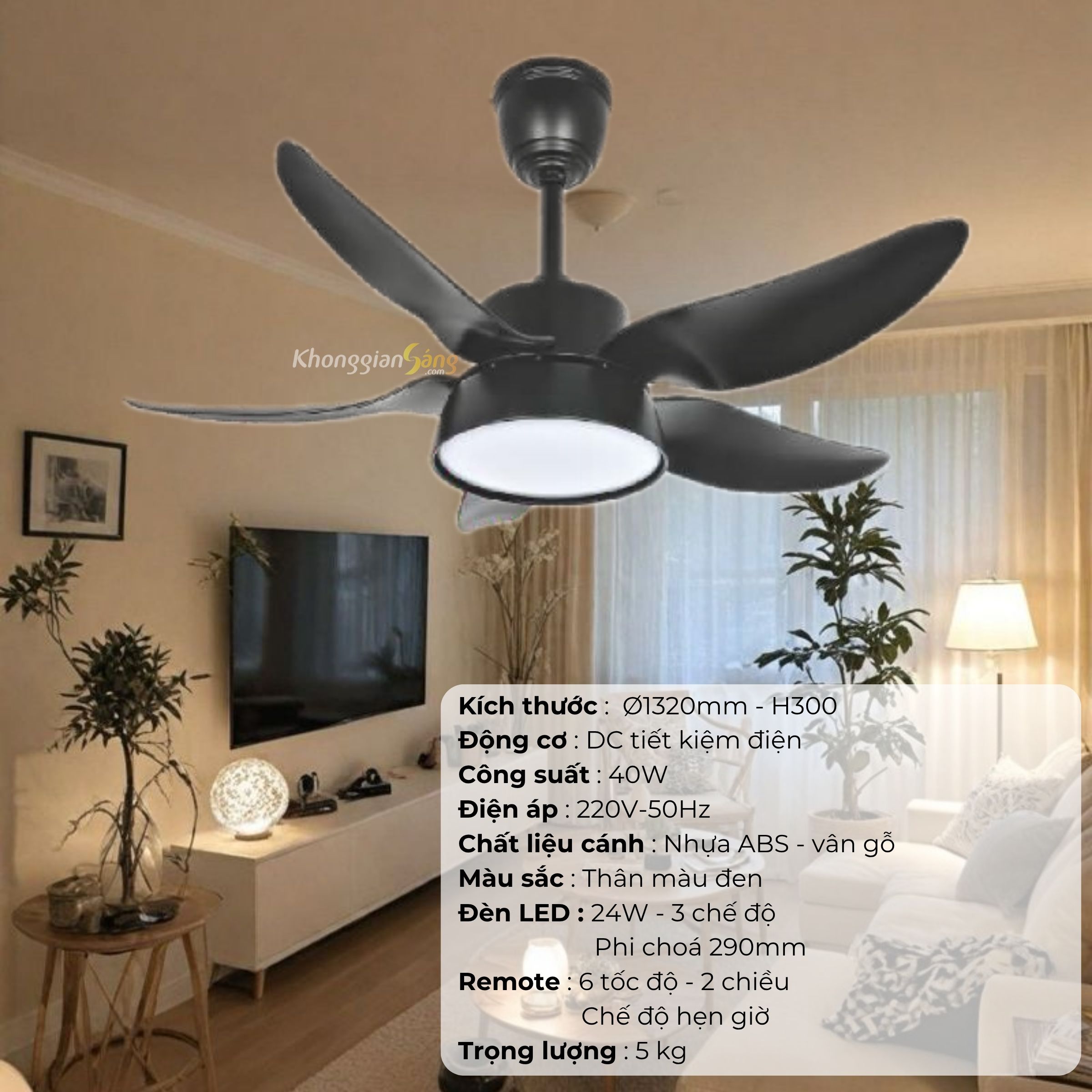 ĐÈN QUẠT CÁNH NHỰA  ABS (D1320mm - H300mm) NQ-138