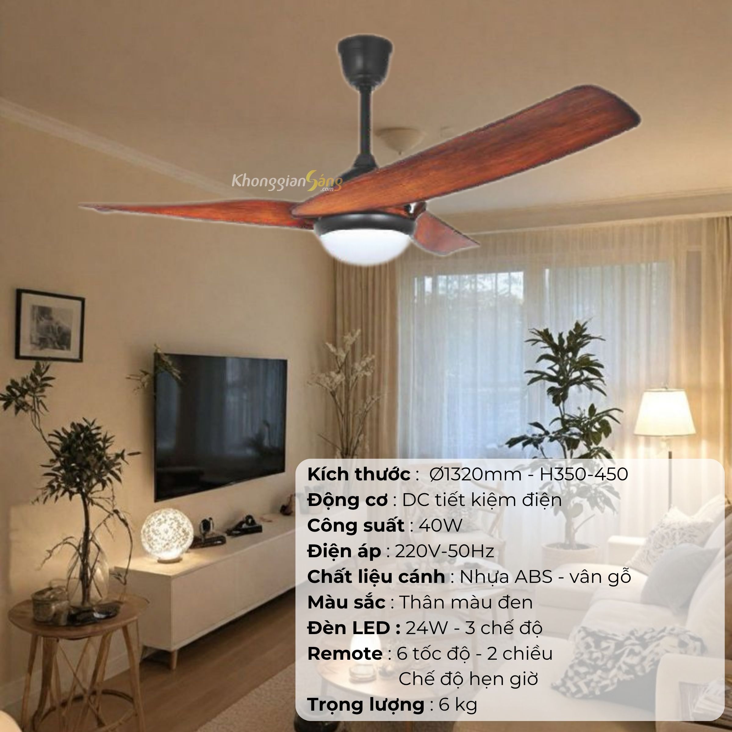 ĐÈN QUẠT CÁNH NHỰA  ABS (D1320mm - H350mm-450mm) NQ-143